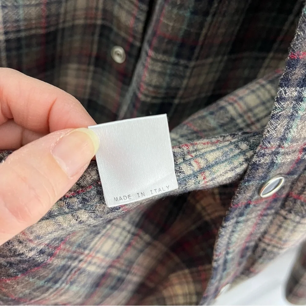 Vintage Gucci Tom Ford Y2K Western Brown Plaid Long Sleeve Button Down Shirt S